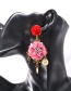 Fashion Red Coins&flower Decorated Long Earrings