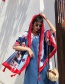 Fashion Navy+red Feather Pattern Decorated Sunscreen Scarf