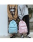 Fashion Blue Pure Color Decorated Simple Backpack