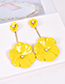 Elegant Yellow Flower&pearls Decorated Long Earrings