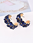 Elegant Blue Full Diamond Design Round Shape Earrings