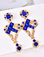 Elegant Blue Diamond Decorated Geometric Shape Earrings