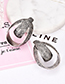 Elegant Antique Silver Oval Shape Design Pure Color Earrings