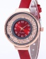 Fashion Red Diamond Decorated Pure Color Strap Watch