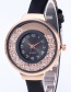 Fashion Black Diamond Decorated Pure Color Strap Watch