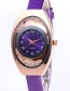 Fashion Coffee Arc Shape Dial Design Pure Color Strap Watch