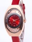 Fashion Plum Red Arc Shape Dial Design Pure Color Strap Watch