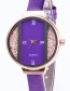 Fashion Coffee Diamond Decorated Pure Color Strap Watch