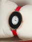 Fashion Red Egg Shape Dial Design Pure Color Strap Watch
