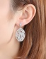 Fashion Silver Color Oval Shape Design Flower Pattern Earrings