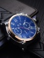 Fashion Blue Roman Numerals Decorated Men's Business Watch