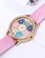 Fashion Pink Flower Pattern Decorated Watch