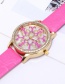 Fashion Pink Flower Pattern Decorated Watch