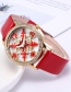 Fashion Plum Red Relief Pattern Design Round Dial Watch