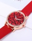 Fashion Plum Red Geometric Shape Pattern Decorated Watch