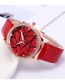 Fashion Plum Red Geometric Shape Pattern Decorated Watch