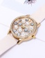 Fashion Coffee Flowers Decorated Round Dial Watch