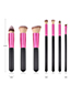 Fashion Black+pink Round Shape Decorated Makeup Brush (7 Pcs )