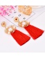 Fashion Red Diamond Decorated Tassel Earrings