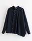 Fashion Navy Pure Color Decorated Shirt
