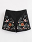 Fashion Black Flower Pattern Decorated Suspender Vest+short Pants