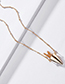 Fashion Yellow Alloy Pendant Natural Crystal Column Stone Necklace