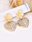 Fashion Gold Alloy Studded Hollow Love Earrings