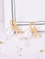 Fashion Gold Alloy Bow Pearl Stud Earrings