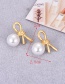 Fashion Gold Alloy Bow Pearl Stud Earrings