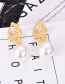 Fashion Gold Alloy Geometric Pearl Stud Earrings