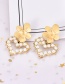 Fashion Gold Alloy Flower Pearl Love Earrings