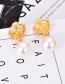 Fashion Gold Alloy Flower Pearl Stud Earrings