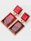 Fashion China Red Square Shape Resin Earrings