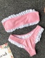Fashion Pink Bikini Ruffled Split Swimsuit
