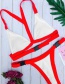 Fashion A122 White Red Solid Color Buckle Split Swimsuit
