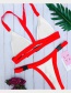 Fashion A123 Triangle Black Red Solid Color Buckle Split Swimsuit
