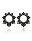 Fashion Black Geometric Metal Openwork Flower Round Sun Flower Earrings