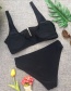 Fashion Black Solid Color High Waist Zipper Split Swimsuit