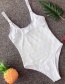 Fashion White Strap Mesh Wave Point One-piece Swimsuit