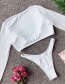 Fashion White Solid Color Chest Buckle Mesh Bikini Split Swimsuit
