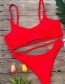 Fashion Red Split Openwork Swimsuit