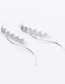 Fashion B Silver  Silver Needle Zircon Leaf S Earrings