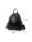 Fashion Black Pu Pure Color Backpack