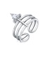 Fashion Silver  Silver Multilayer Open Triangle Zircon Ring