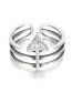 Fashion Silver  Silver Multilayer Open Triangle Zircon Ring