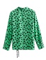 Fashion Green Bow Polka Dot Printed Lace Blouse