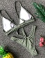 Gray Green Solid Color Bow Split Swimsuit