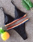 Black Striped Bikini Split Swimsuit