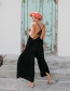 Black Sleeveless Strapless Sling Solid Color Long Piece Jumpsuit Back