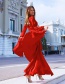 Red V-neck Dress Stitching Open Long Skirt
